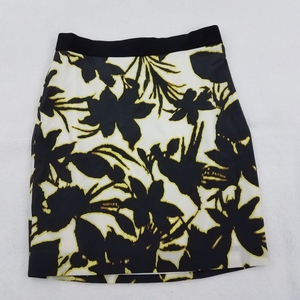 Ann Taylor Skirt 8 Yellow Black Floral Pen…‎